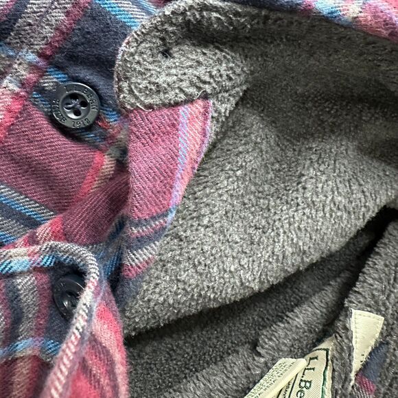 LL Bean Fleece Lined Flannel Shirt Men's XL Blue Red Plaid Long Sleeve Button Up - Picture 6 of 10